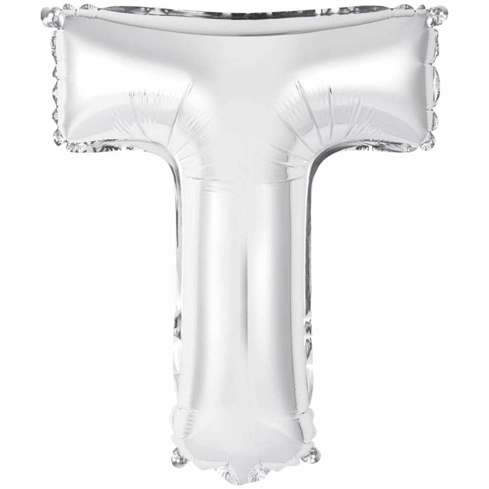 Silver Foil Balloon letter T, 14in
