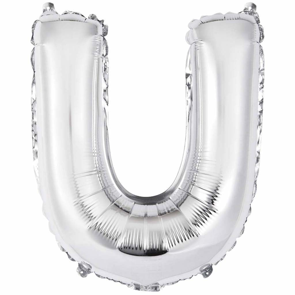 Silver Foil Balloon letter U, 14in