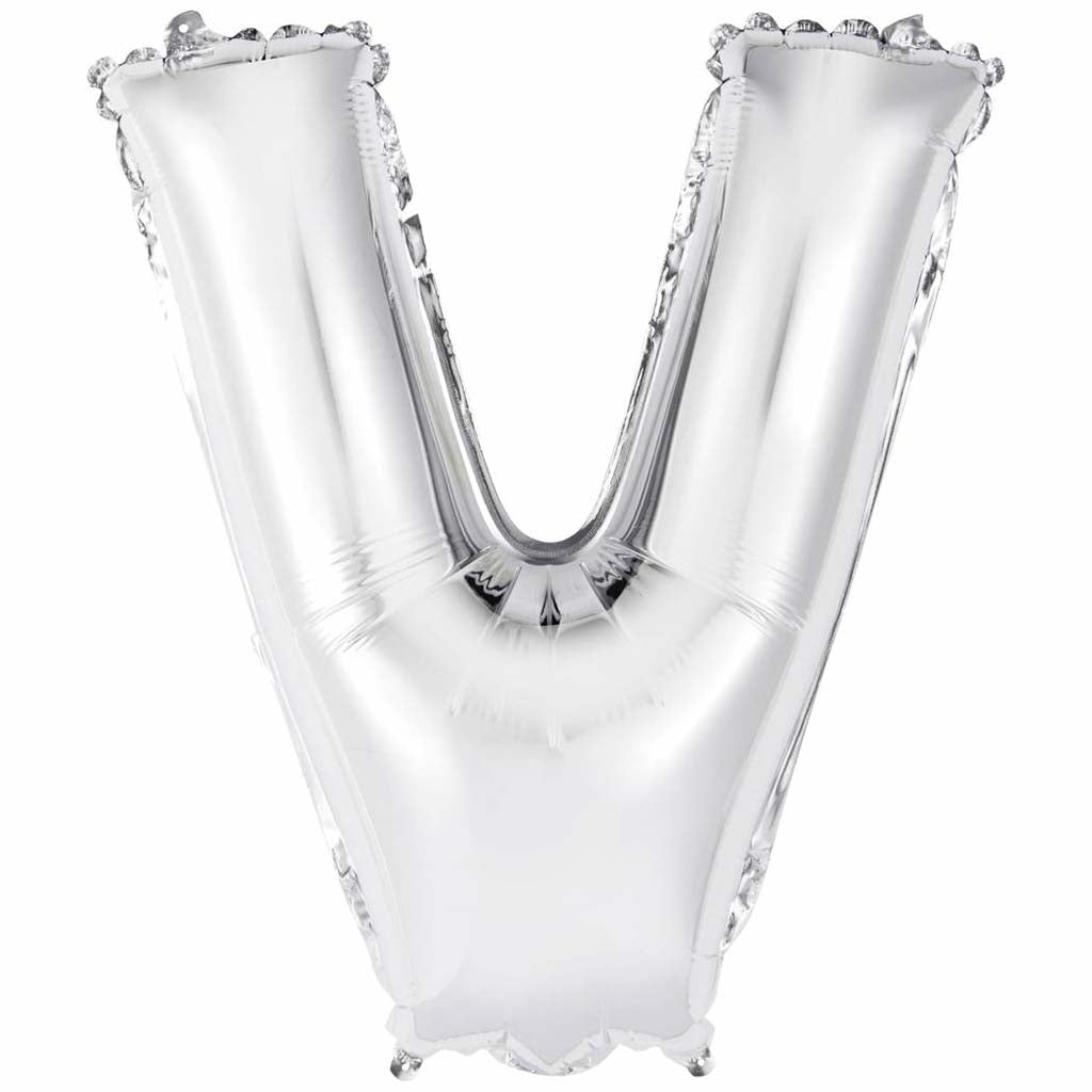 Silver Foil Balloon letter V, 14in