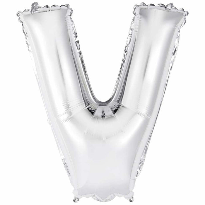 Silver Foil Balloon letter V, 14in