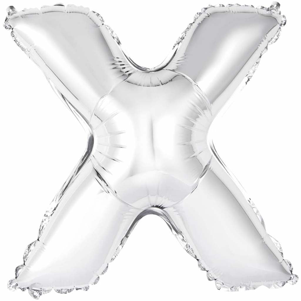 Silver Foil Balloon letter X, 14in