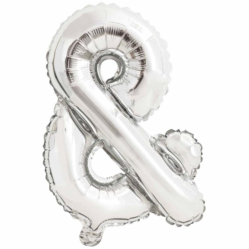 Silver Foil Balloon letter &amp;, 14in