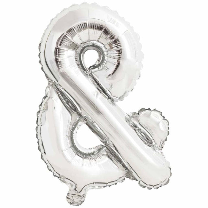 Silver Foil Balloon letter &, 14in