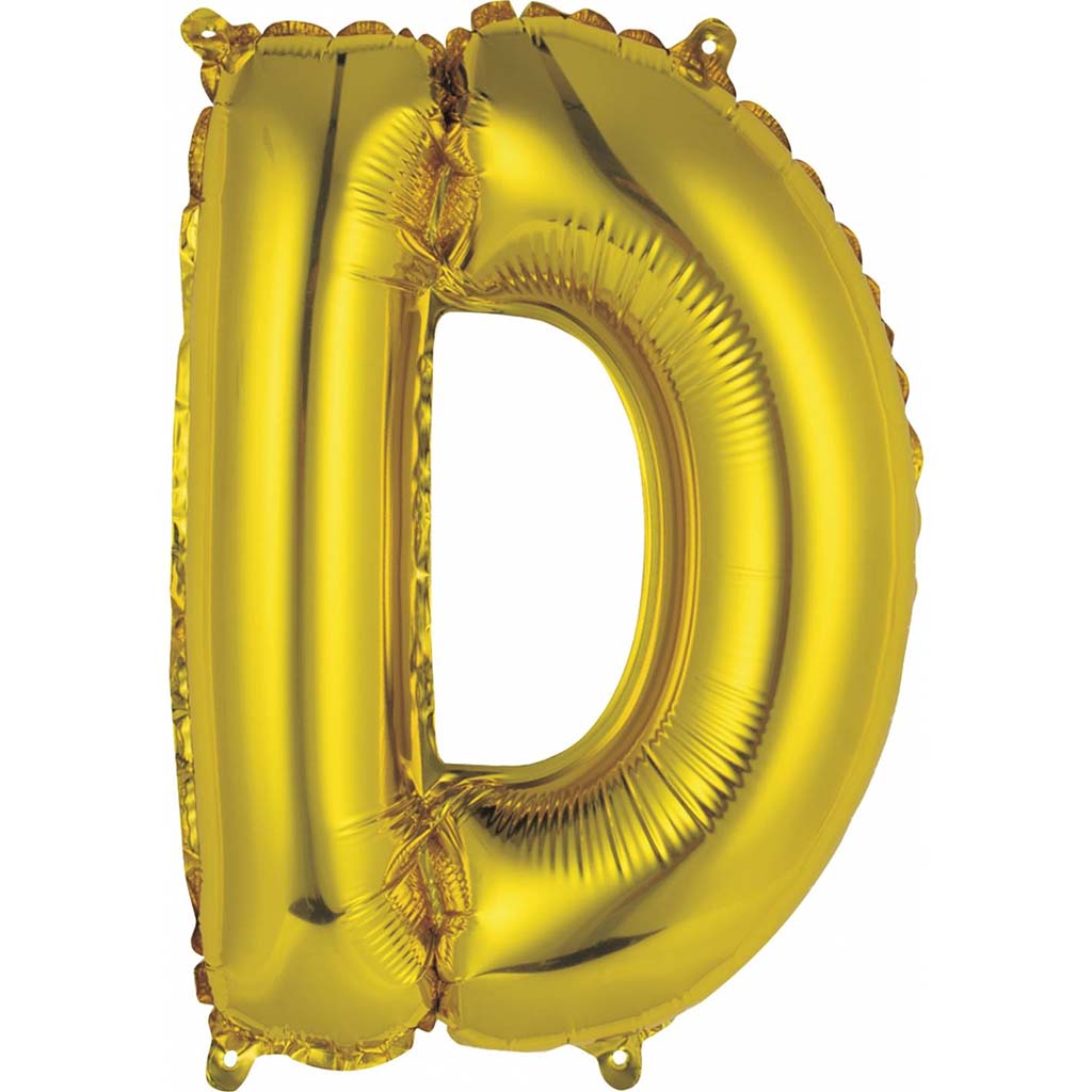 Gold Foil Balloon Letter D, 14in