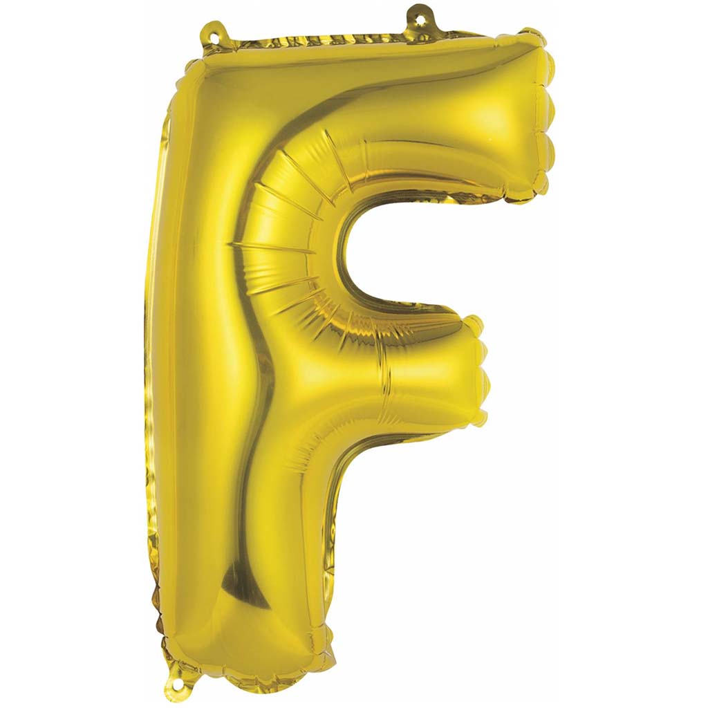 Gold Foil Balloon Letter F, 14in