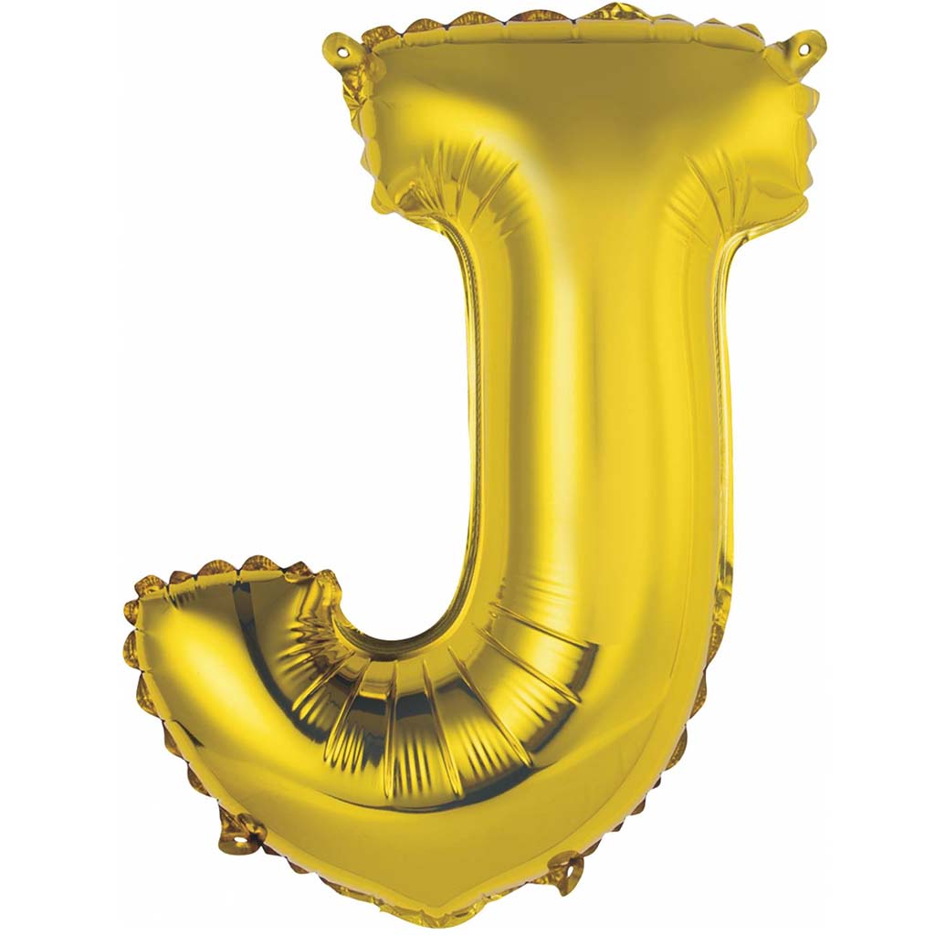 Gold Foil Balloon Letter J, 14in