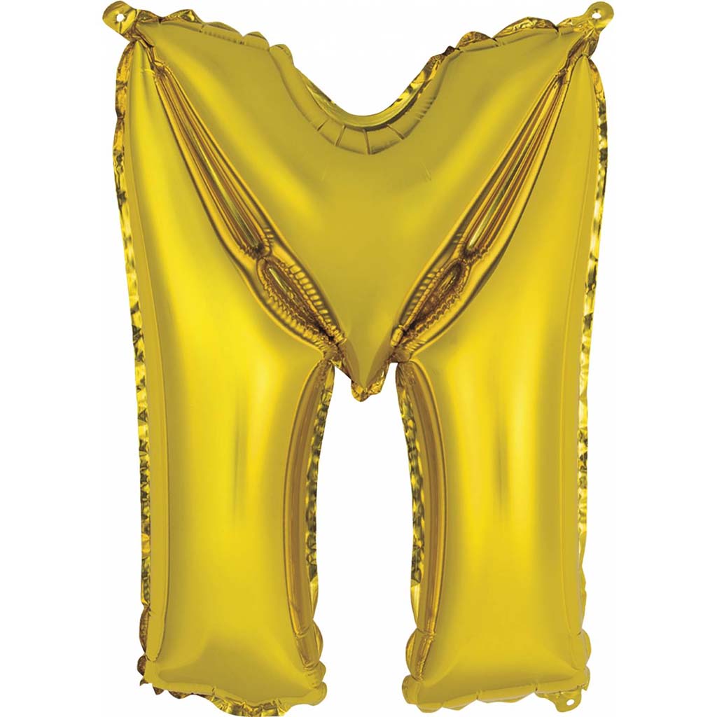 Gold Foil Balloon Letter M, 14in