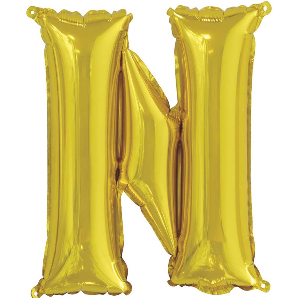 Gold Foil Balloon Letter N, 14in