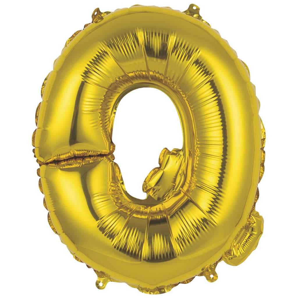 Gold Foil Balloon Letter Q, 14in