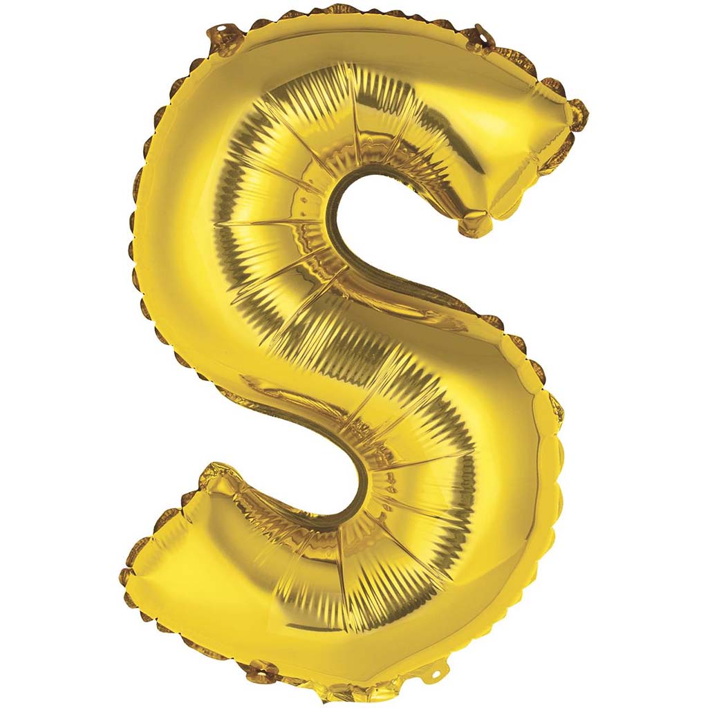 Gold Foil Balloon Letter S, 14in