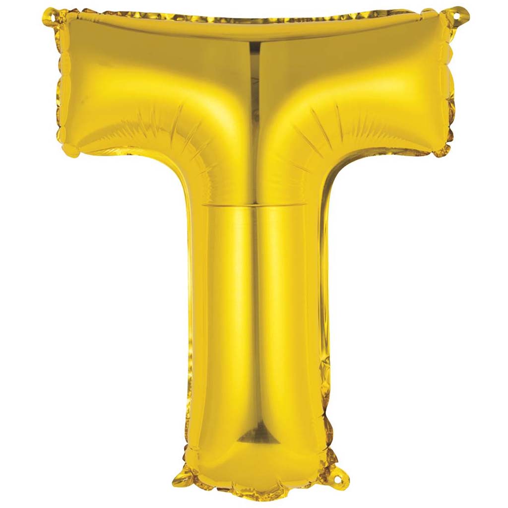 Gold Foil Balloon Letter T, 14in