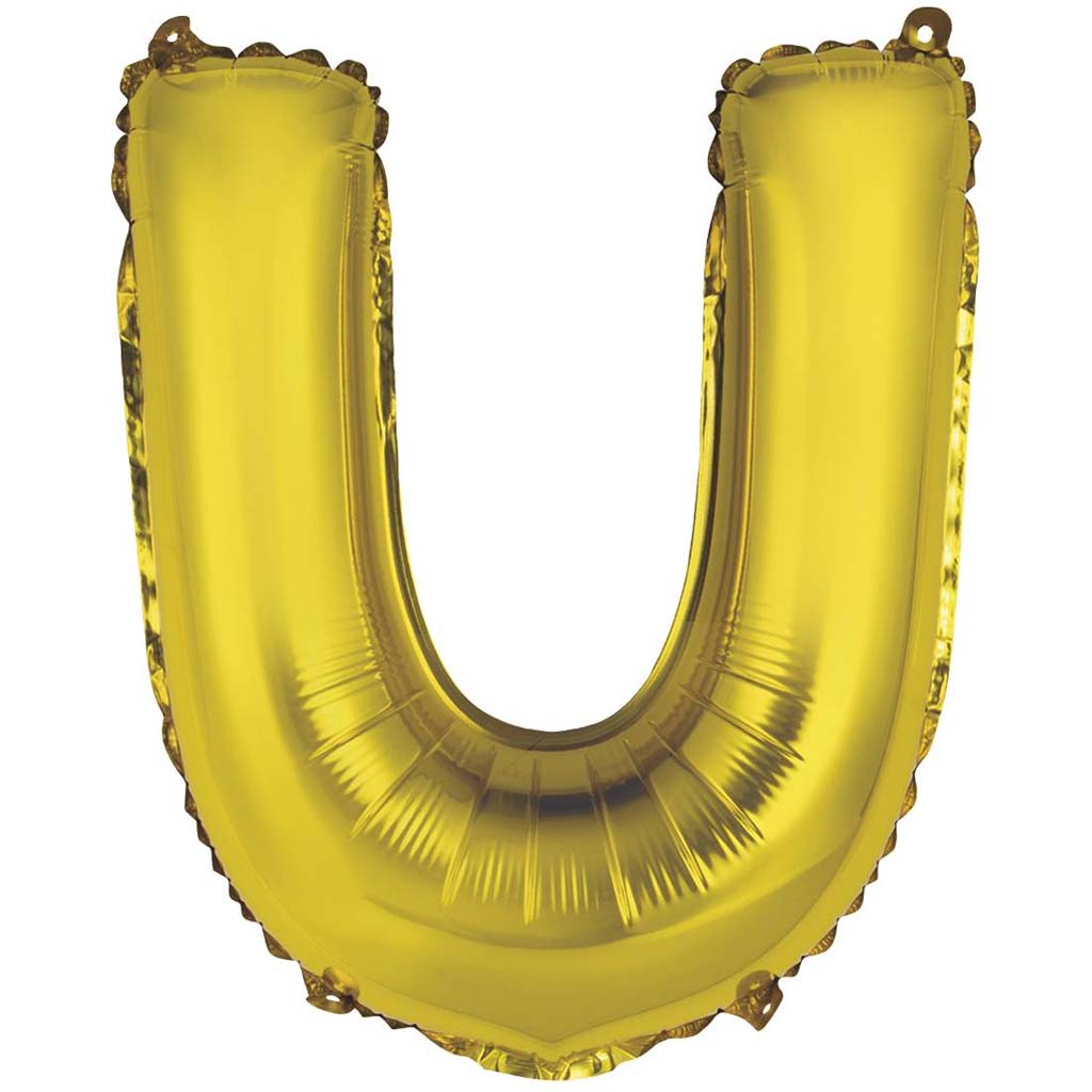 Gold Foil Balloon Letter U, 14in