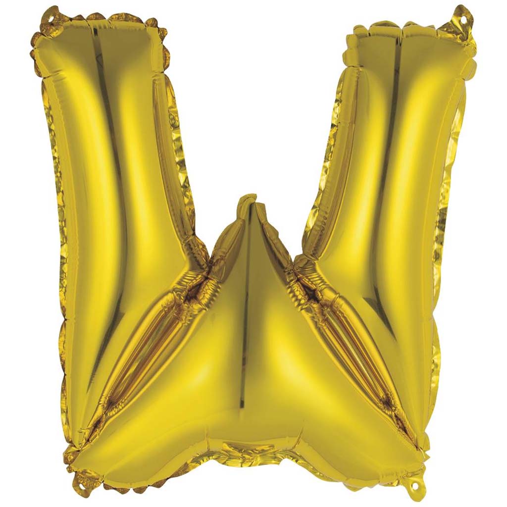 Gold Foil Balloon Letter W, 14in