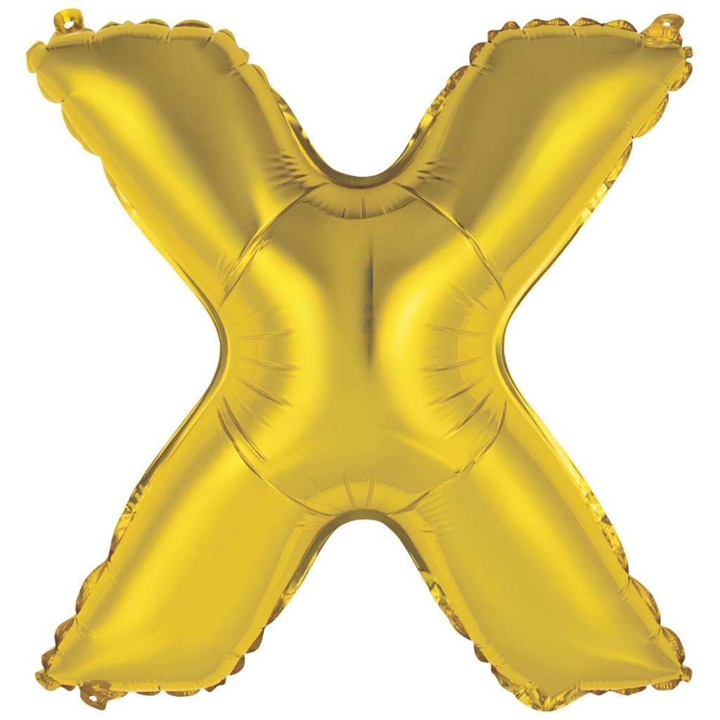 Gold Foil Balloon Letter X, 14in