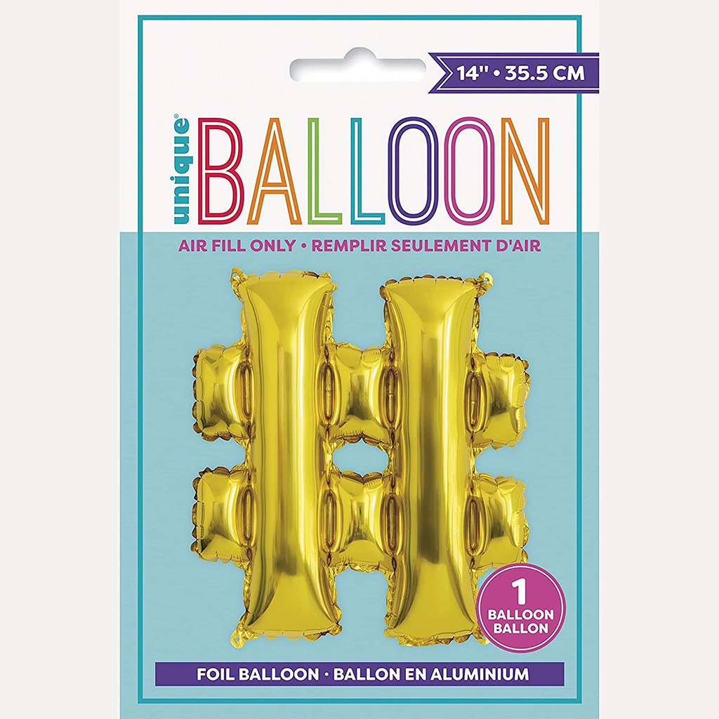 Gold Foil Balloon Letter #, 14in