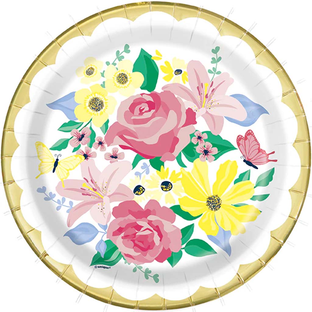 Pastel Floral Dinner Plates 9in, 8ct