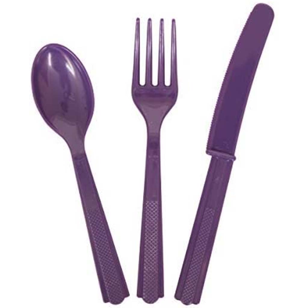 Assorted Cutlery Neon Purple, 18ct