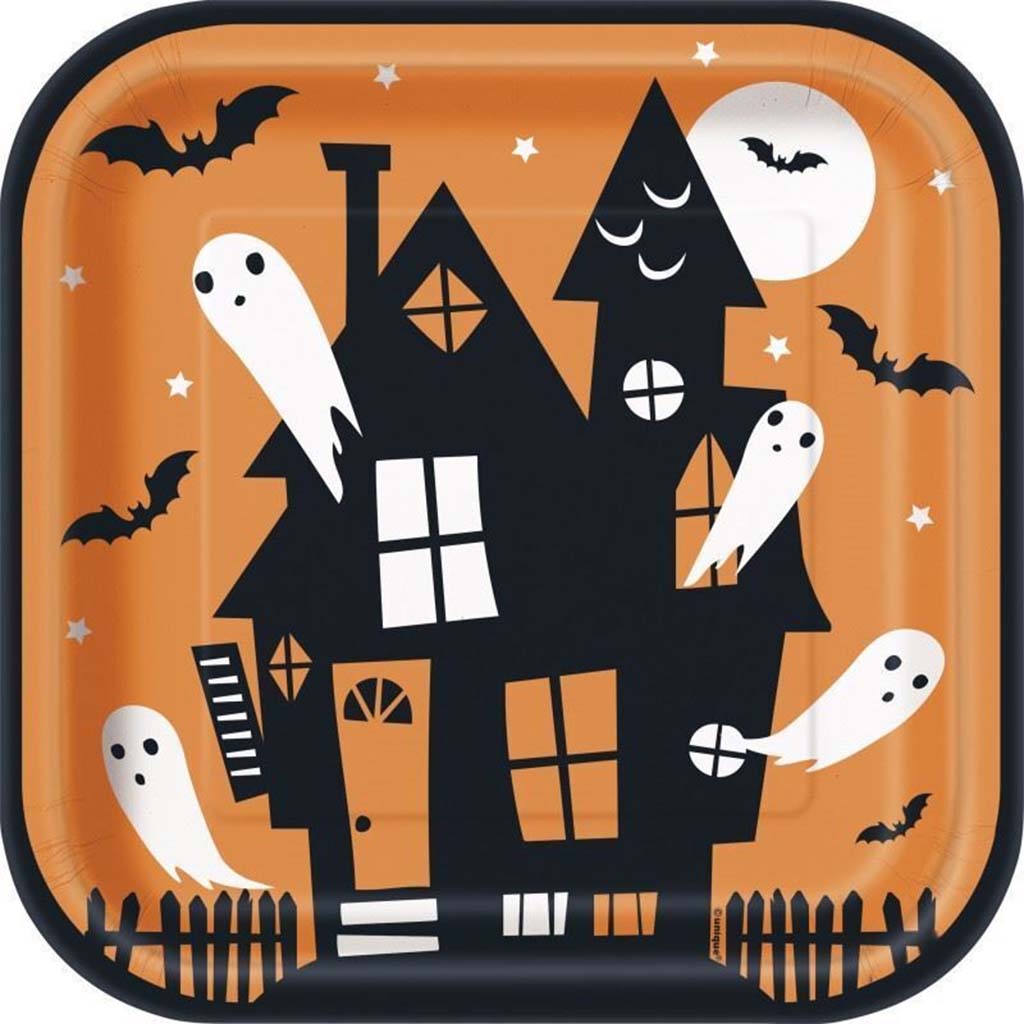 Happy Haunting Square Dinner Plates, 8ct, 9in