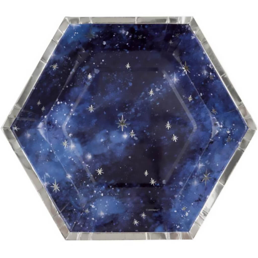 Galaxy Hexagon Shape Plates 8ct,  7in