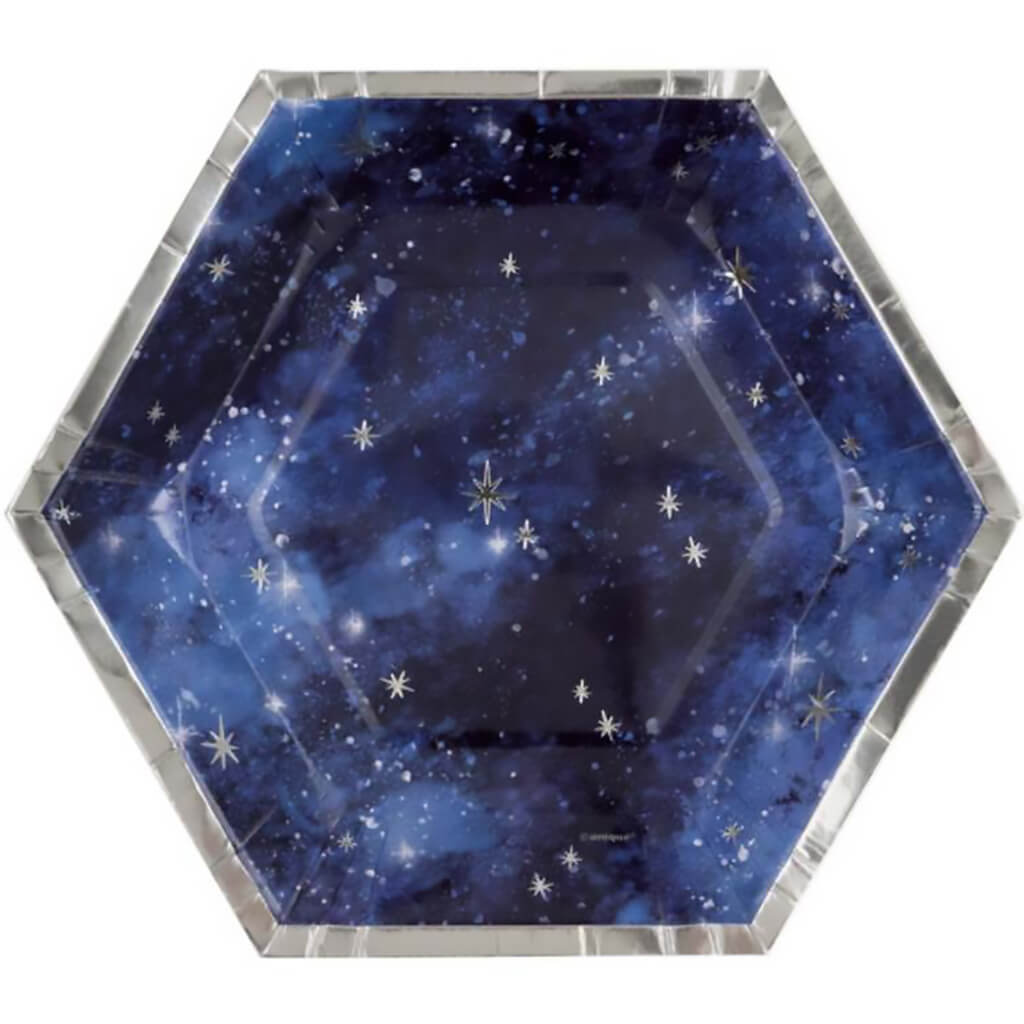 Galaxy Hexagon Shape Plates 8ct,  8in