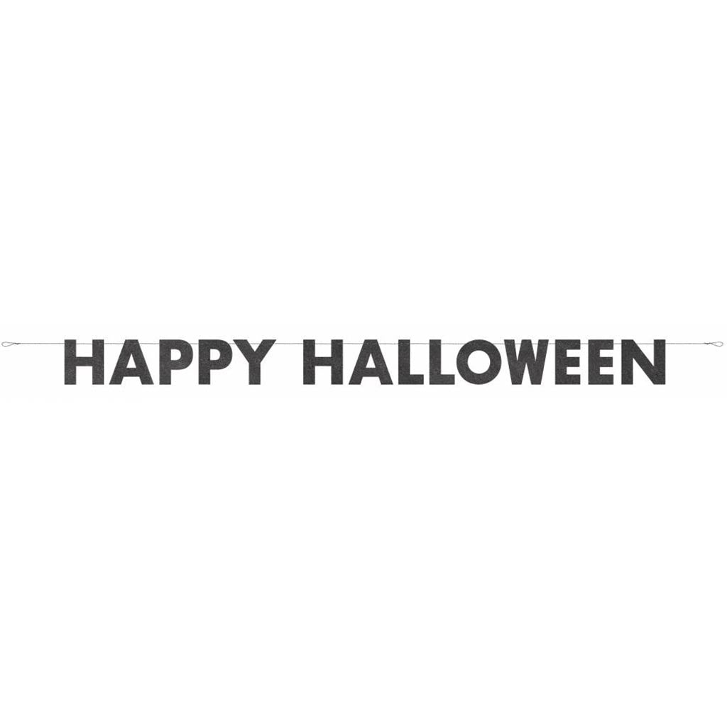 Glitter Black Happy Halloween Banner, 9ft