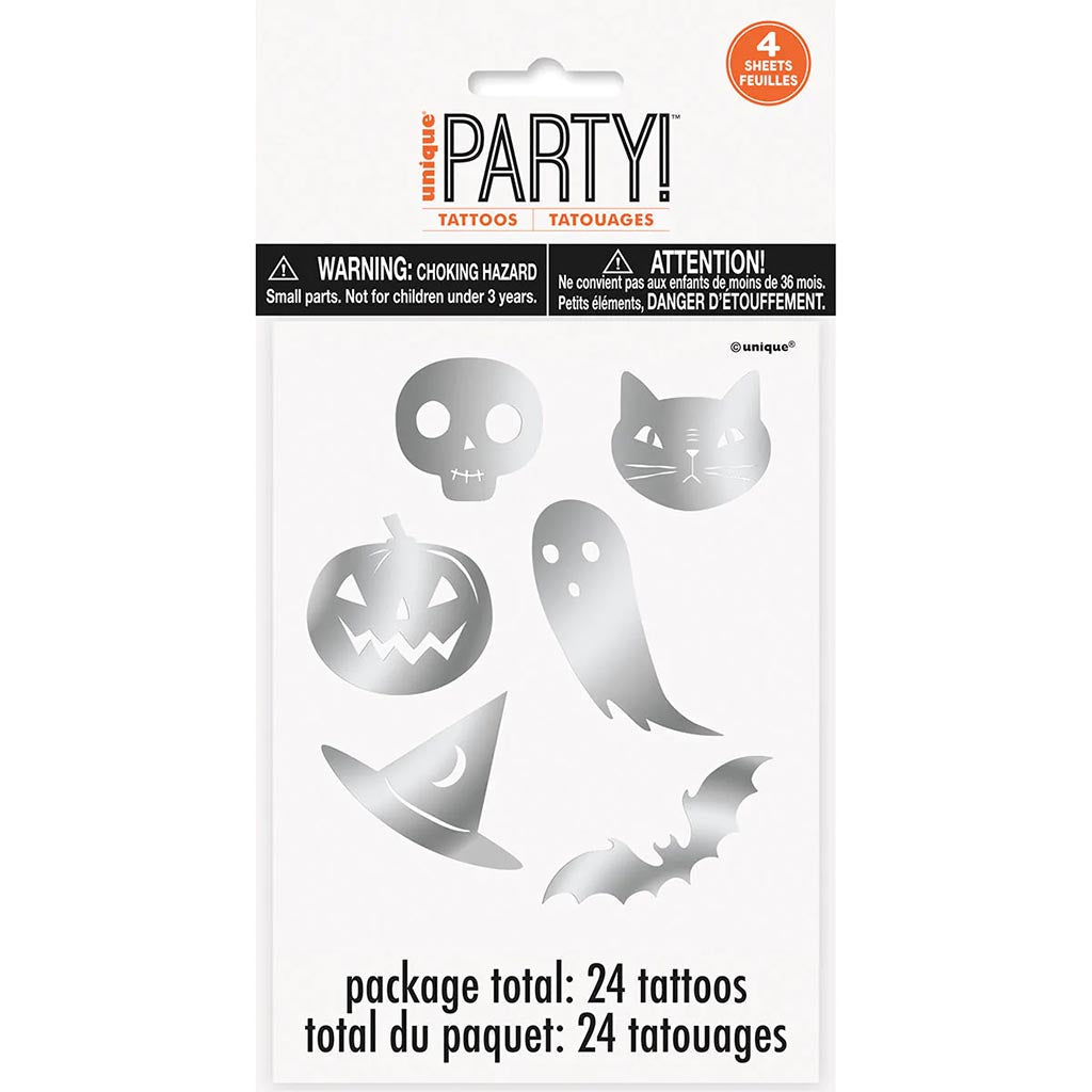 24 Silver Foil Halloween Tattoo