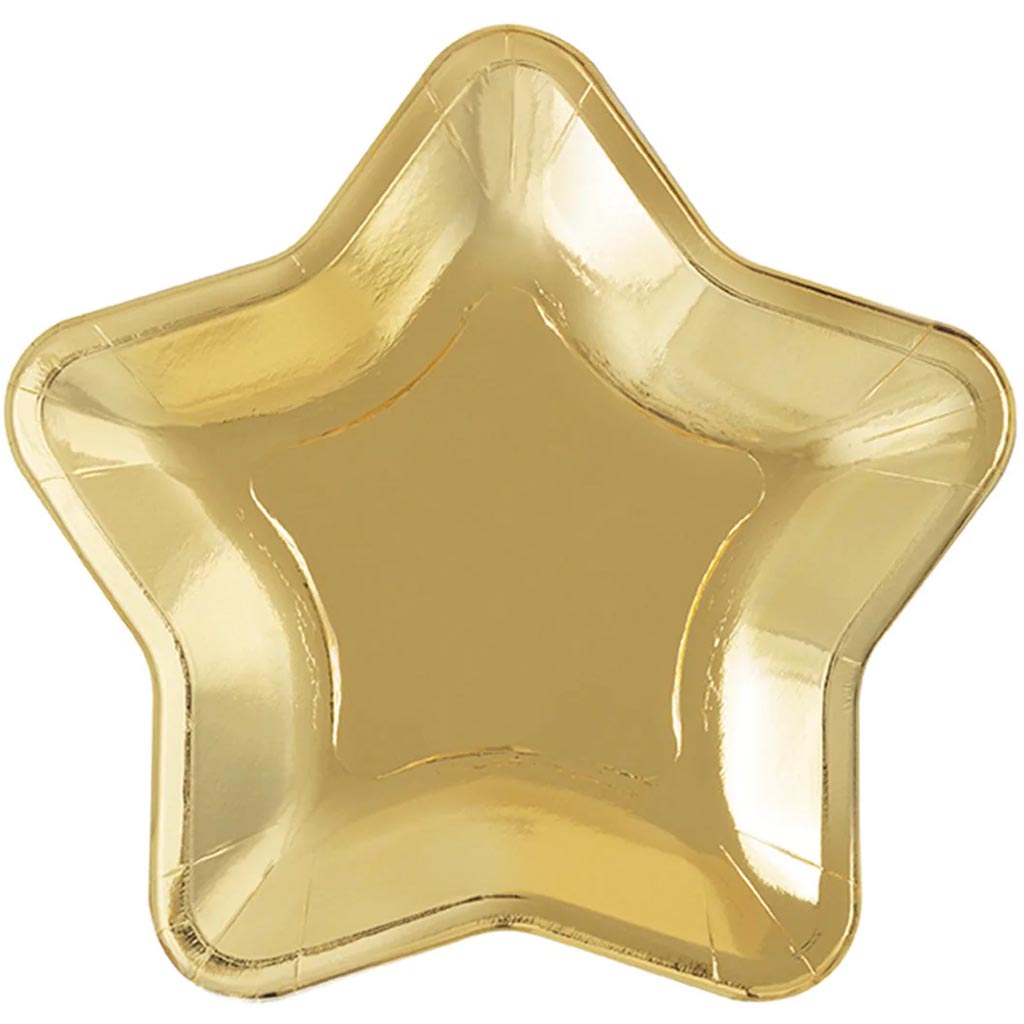 Modern Gold Star Shape Dinner Plates 8.25in, 8ct