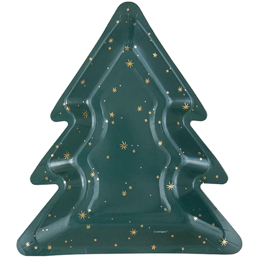 Modern Christmas Tree Shape Dinner Plates 8.25in, 8ct