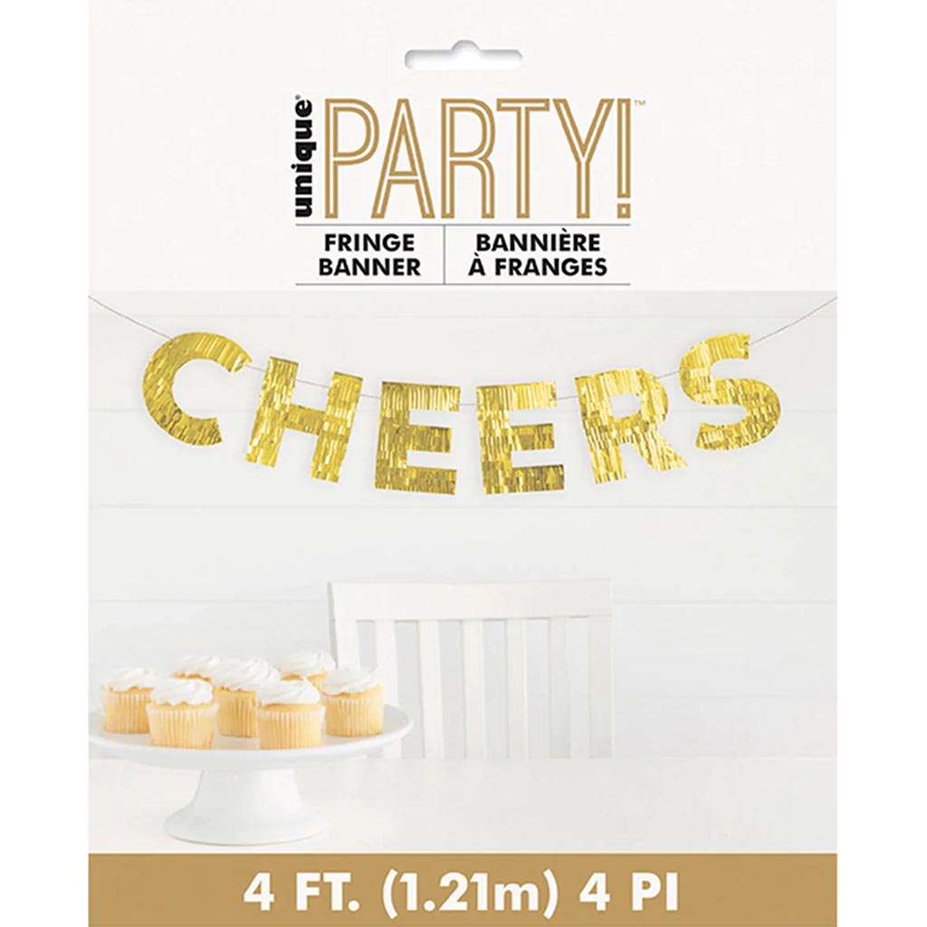 Cheers Gold Fringe Banner, 4ft