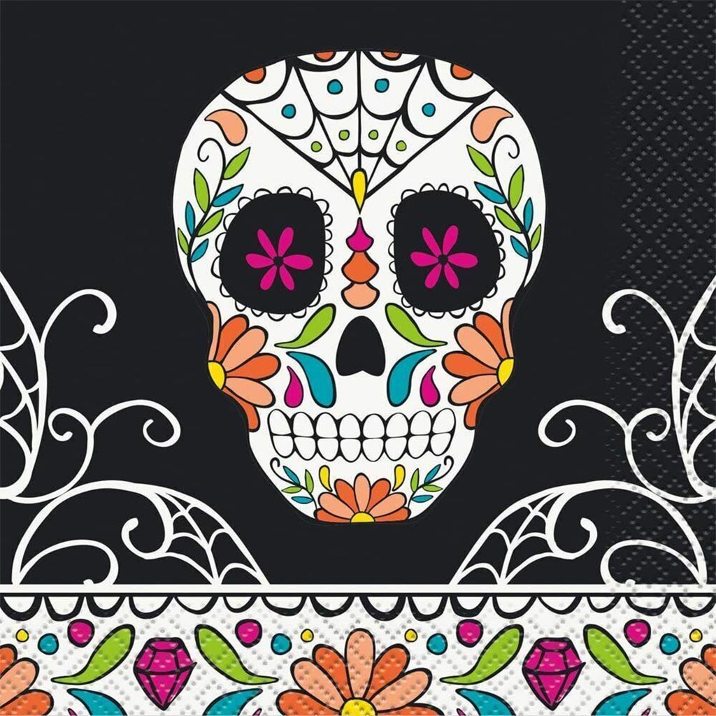 Skull Day of the Dead Beverage Napkins, 24ct