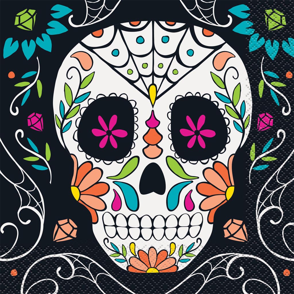 Skull Day of the Dead Luncheon Napkins, 20ct