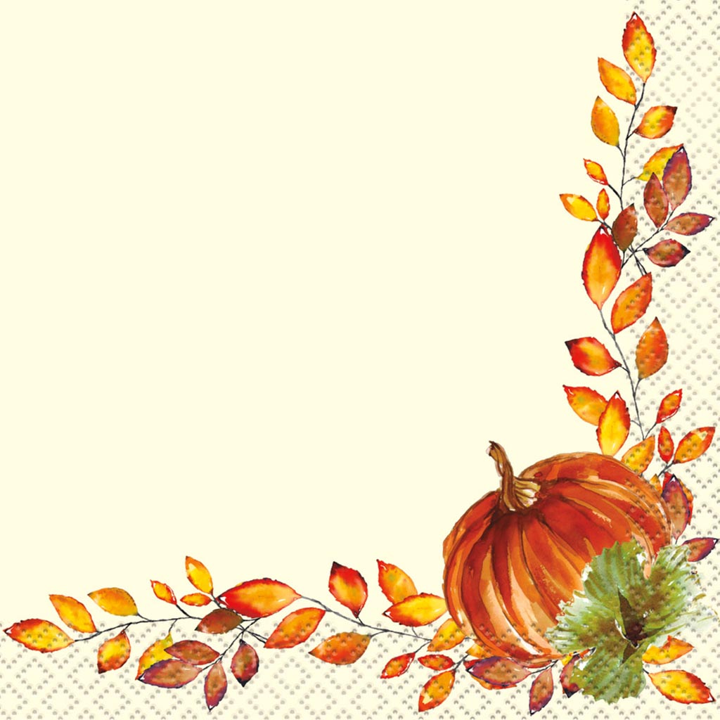 Watercolor Fall Pumpkin Beverage Napkins, 16ct