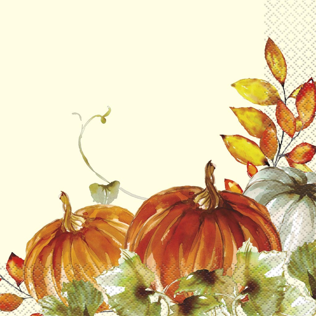 Watercolor Fall Pumpkin Lunch Napkins, 16ct