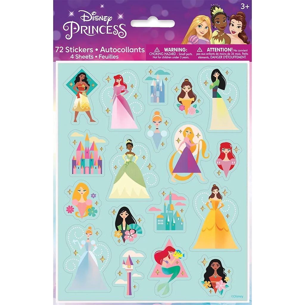 Disney Princess Sticker Sheet Glitter, 4ct