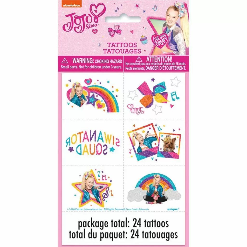 Jojo Siwa Tattoos Sheet, 24ct