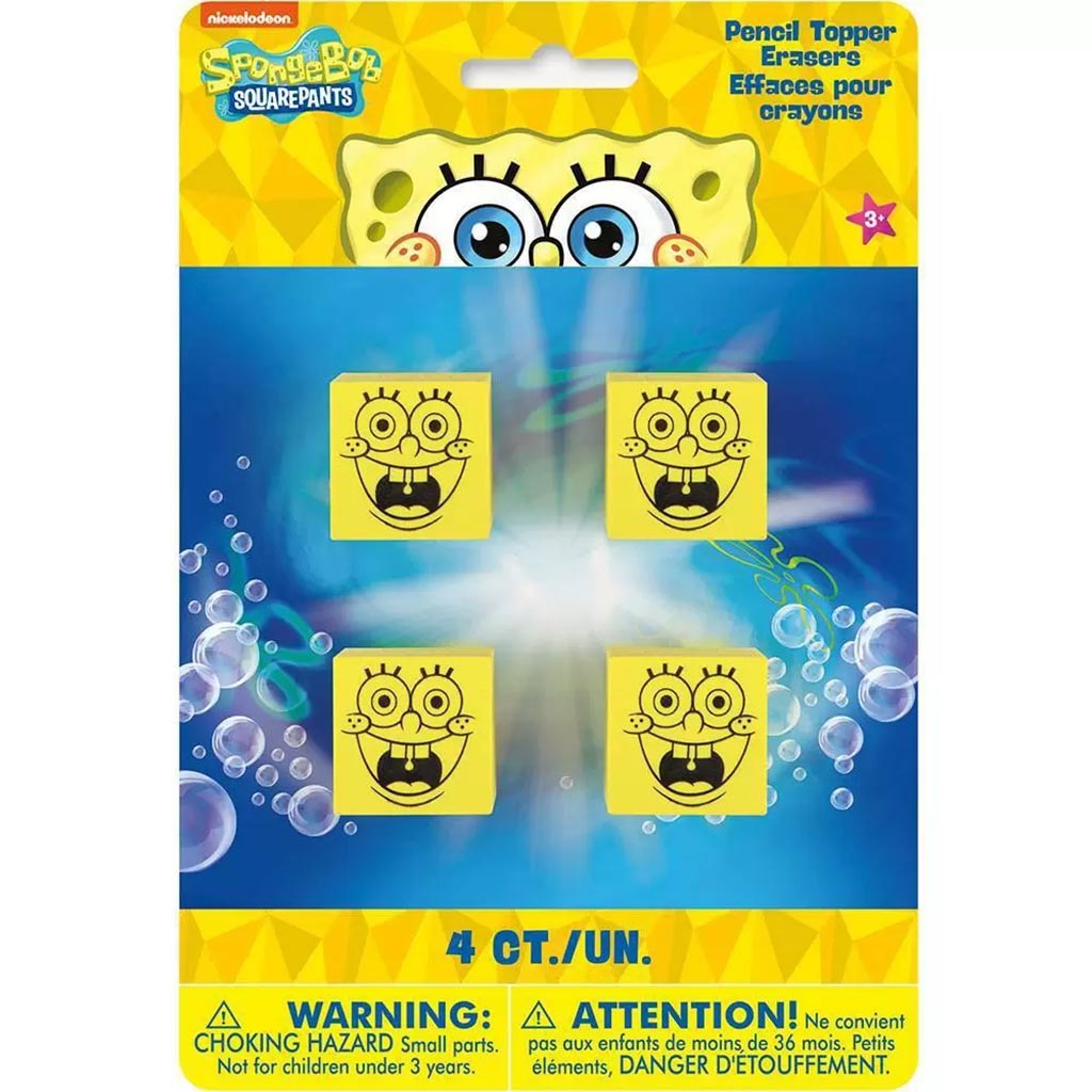 Spongebob Squarepant Pencil Topper Eraser, 4ct