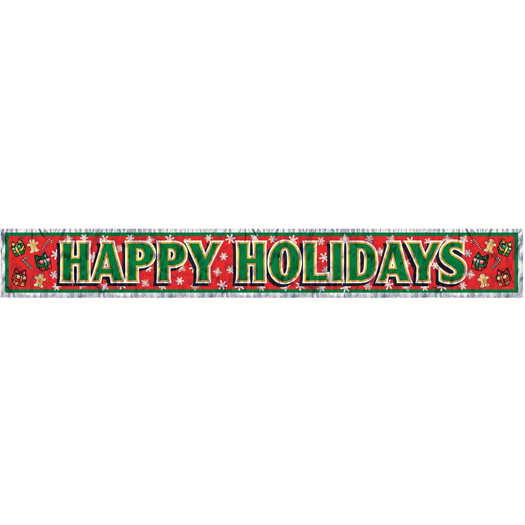 Metallic Happy Holidays Fringe Banner, 7.5in x 5ft