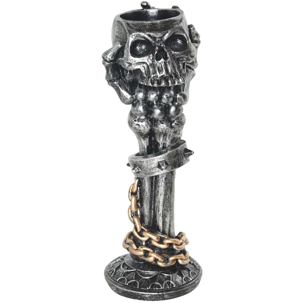 Resin Skeleton Candle Holder in Hand, 10in