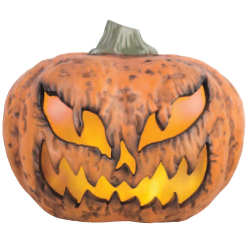 Lighted Blow Mold Pumpkin -JOL Distressed Orange, 12in