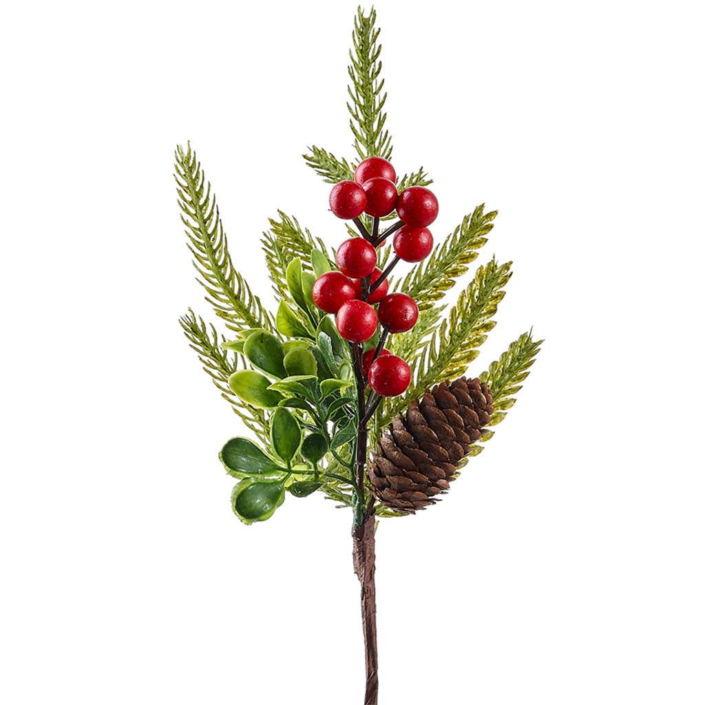 Berry/Pine Cone/Pine Pick Red Green, 10.5in