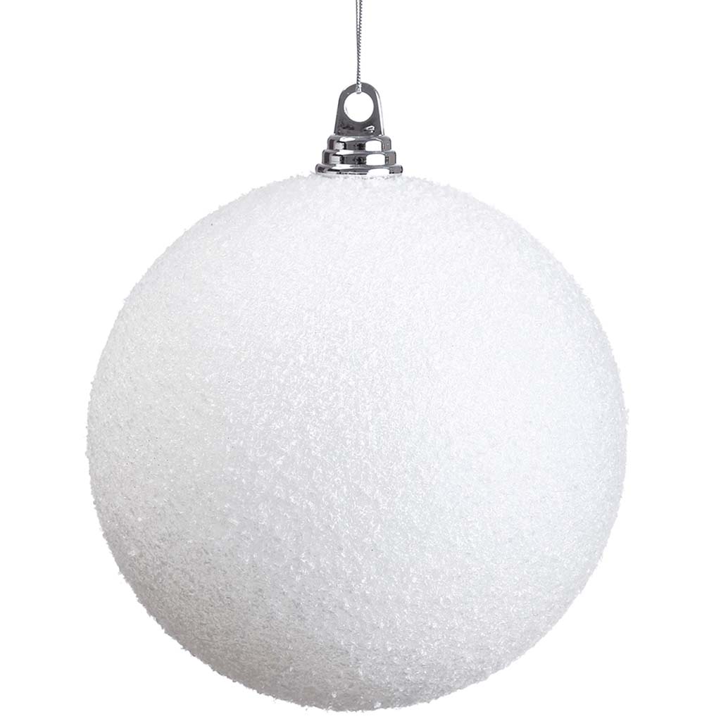 Snowed Plastic Ball Ornament White 8in