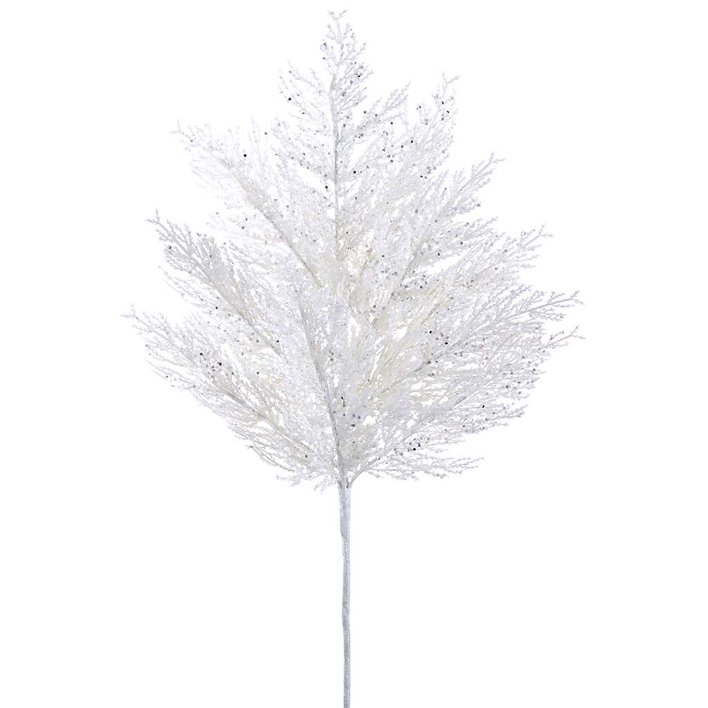 Glittered Pine Spray White, 27in