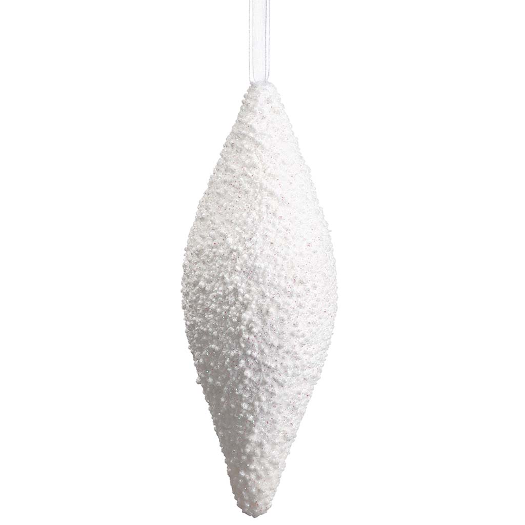 Glittered Finial Ornament White, 7.5in