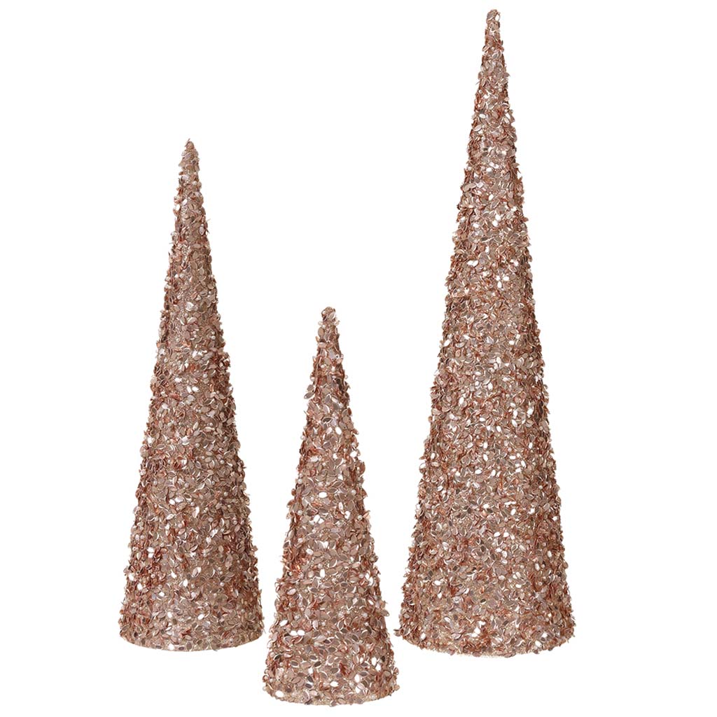 Sequin Cone Topiary Set of 3, 12-24in