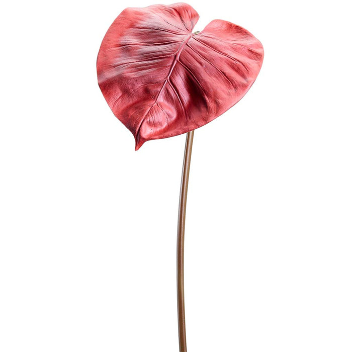 Monstera Leaf Spray 25in Dark Red