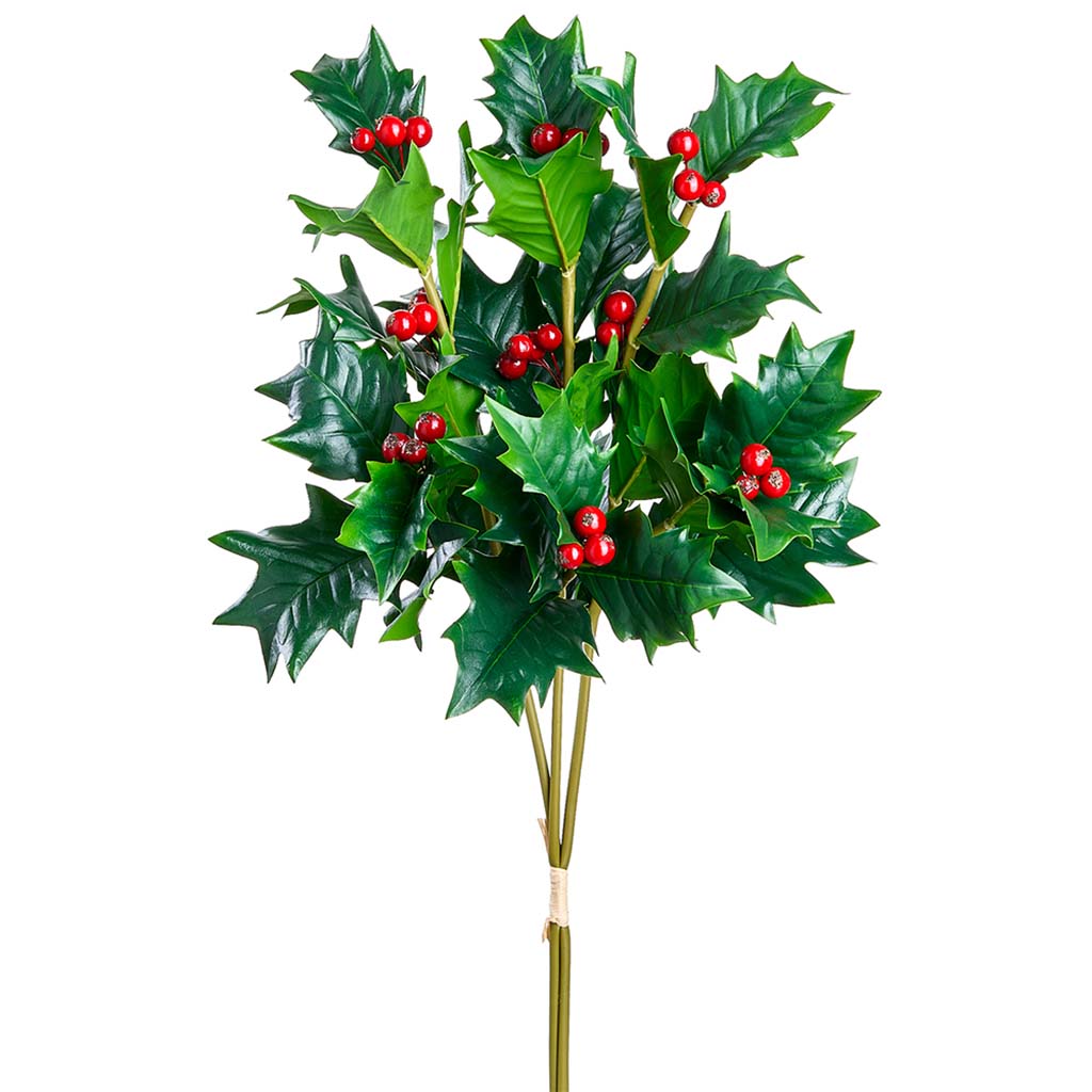 Holly Bundle With Berry Green Red, 18in