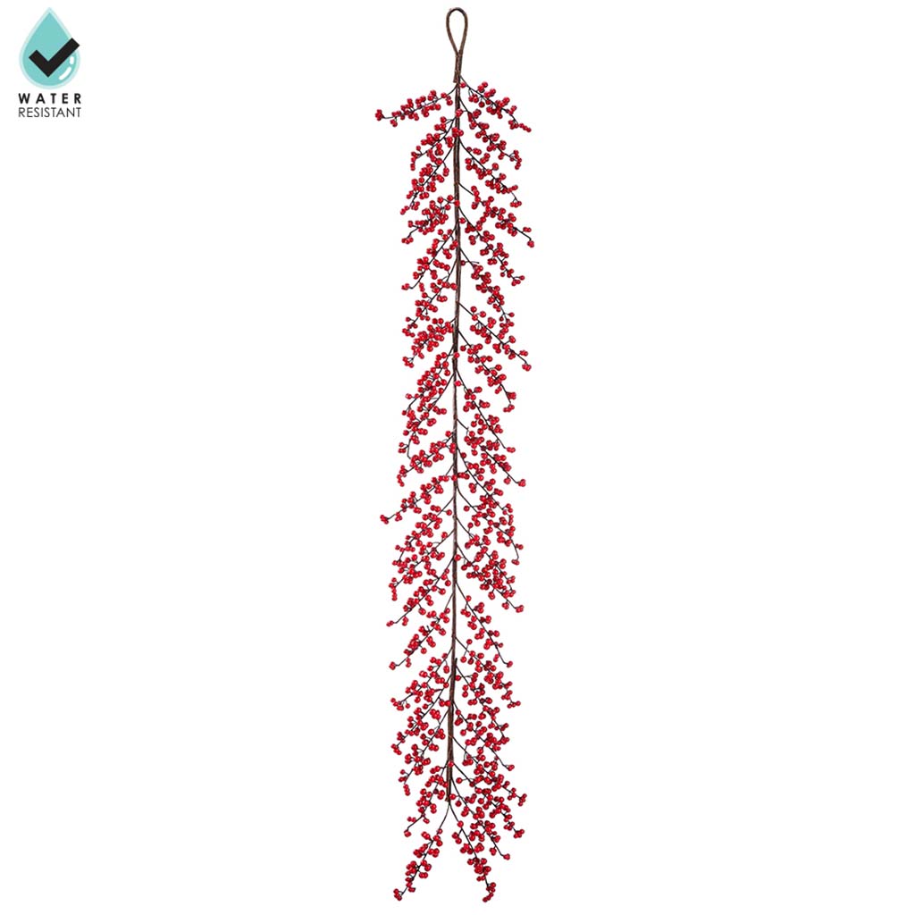 Water Resistant Berry Garland Red, 5ft