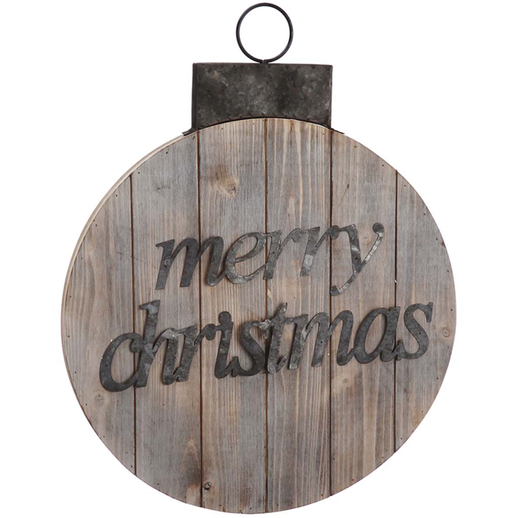 Merry Christmas Wall Decor Whitewashed Gray, 20in