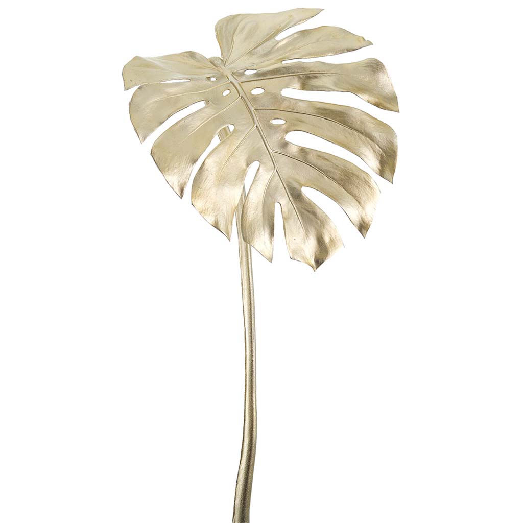 Metallic Split Philodendron Leaf Spray 38in Gold