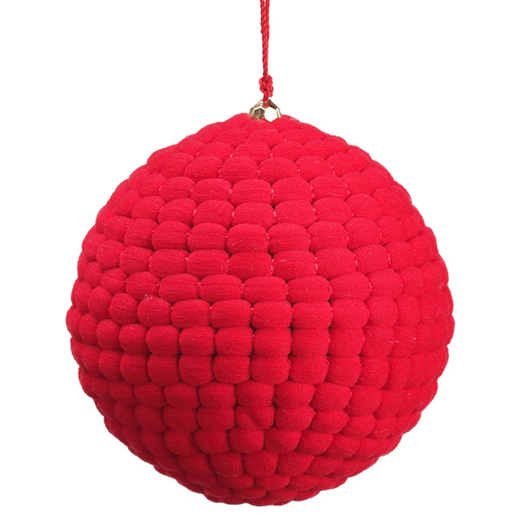 Yarn Ball Ornament Red, 4in